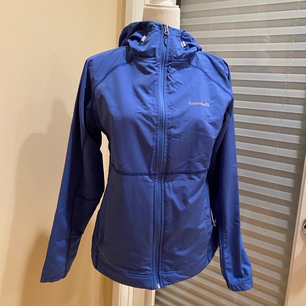 Avalanche Blue Windbreaker Jacket with Hood Size Large